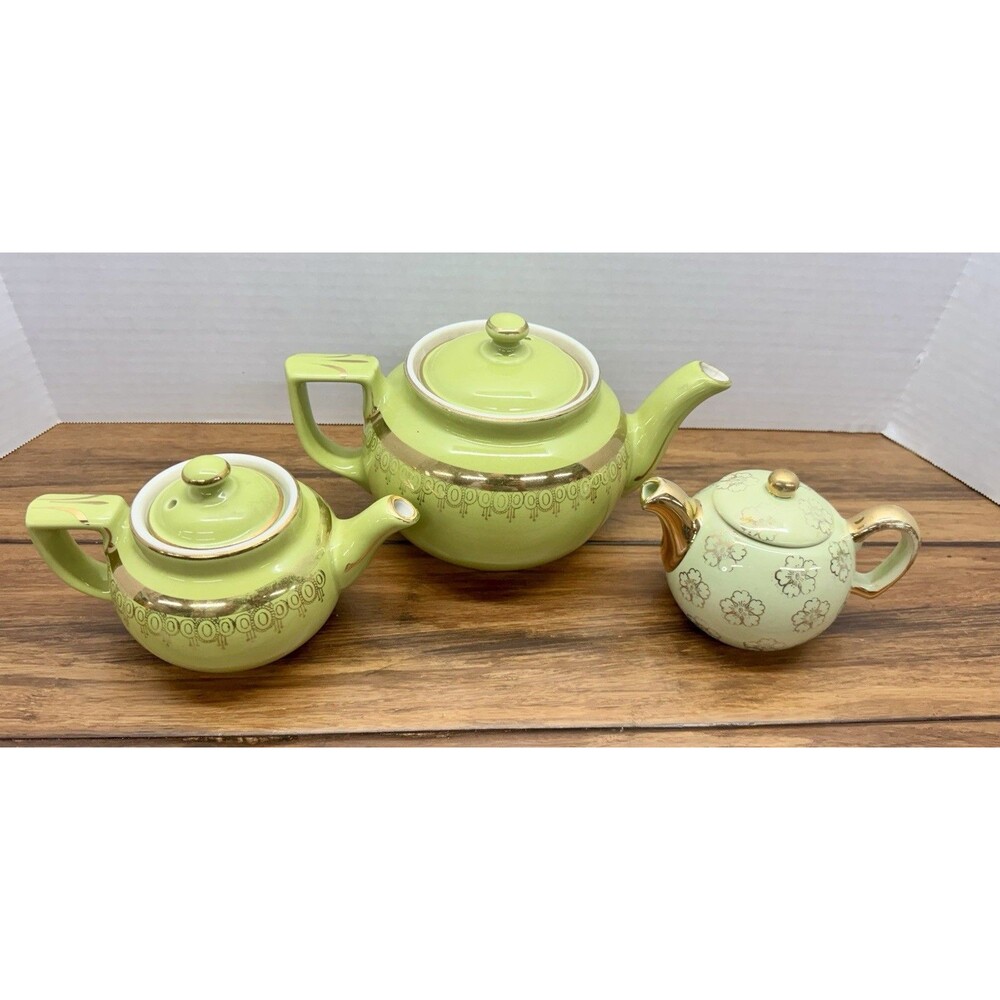 Lot Of 3 Vintage Hall China Company Tea Pots 2 Cup 8 Cup
